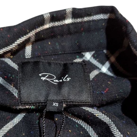 New Rails Hunter Plaid Rainbow Speckled Black White Flannel Button Up Shirt XS - Picture 3 of 10